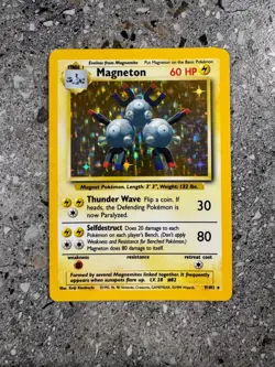 Pokemon TCG Cards Magneton 9/102 Base Set Holo Rare *Damage on back* - Image 1