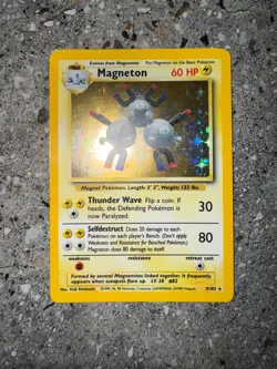 Pokemon TCG Cards Magneton 9/102 Base Set Holo Rare *Damage on back* - Image 3