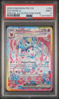 2025 POKEMON PRISMATIC EVOLUTIONS SPECIAL ILLUSTRATION RARE SYLVEON EX PSA 9 - Image 1