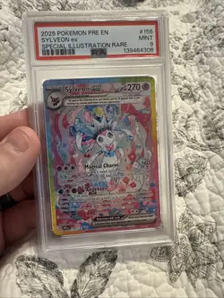 2025 POKEMON PRISMATIC EVOLUTIONS SPECIAL ILLUSTRATION RARE SYLVEON EX PSA 9 - Image 1