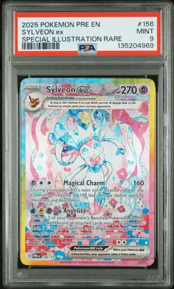 2025 POKEMON PRISMATIC EVOLUTIONS SPECIAL ILLUSTRATION RARE SYLVEON EX PSA 9 - Image 1
