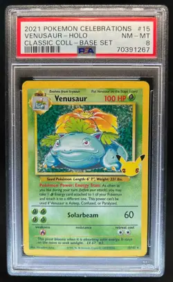 2021 Pokemon SWSH Celebrations Venusaur Classic Collection #15/102 PSA 8 - Image 1