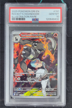 PSA 10 Team Rocket's Houndoom 191/182 Destined Rivals Holo Pokemon TCG 2025 - Image 1