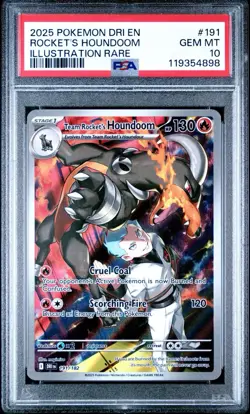 PSA 10 Team Rocket's Houndoom 191/182 Destined Rivals Holo Pokemon TCG 2025 - Image 1