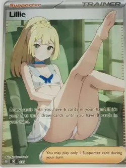 Lillie HOLO Full Art Pokemon Anime Waifu DIY Trainer Art card - Image 1