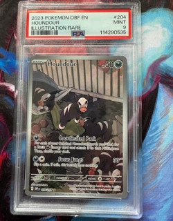 2023 Pokemon Obsidian Flames Houndour 204/197 Illustration Rare - PSA 9 MINT - Image 1