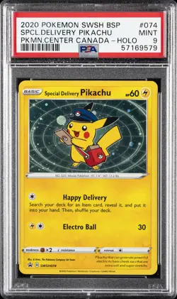 2020 POKEMON SWSH BLACK STAR PROMO #074 SPECIAL DELIVERY PIKACHU-HOLO PSA 9 - Image 1