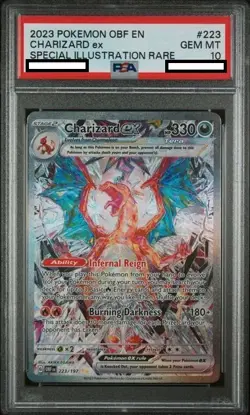 Pokemon 2023 Charizard ex 223/197 SIR Obsidian Flames GEM MINT PSA 10 - Image 1