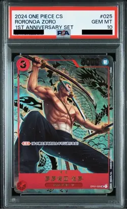 PSA 10 Roronoa Zoro One Piece Card OP01-025 1st Anniversary Set 2024 Chinese JP - Image 1