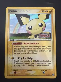 Pokemon Pichu TCG 21/108 EX Power Keepers Stamped Holo Rare 2007 - Image 1