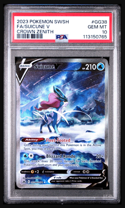 Pokemon Suicune v GG38/GG70 Crown Zenith: Galarian Gallery Holo PSA 10 GEM MINT - Image 1