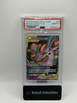Espeon & Deoxys GX PSA 10 GEM MT 2019 Pokemon Sun & Moon Unified Minds #72/236 - Image 1