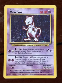 Pokemon Base Set Mewtwo 10/102 Holo Rare MP - Image 1
