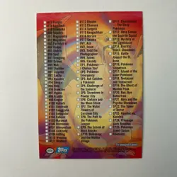 2000 Topps Pokemon Series 2 TV Animation Checklist Silver Foil Blue Logo - Image 2