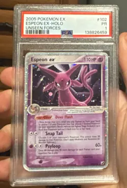 2005 Pokemon EX Unseen Forces (pop 50!!) Espeon EX Holo Foil 102/115 PSA 1 PR - Image 1
