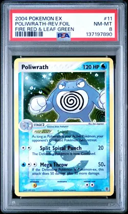 2004 POKEMON EX FIRE RED & LEAF GREEN #11 POLIWRATH-REVERSE FOIL PSA 8 - Image 1