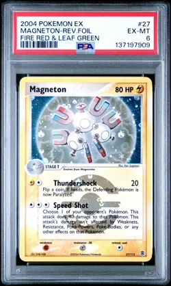 2004 POKEMON EX FIRE RED & LEAF GREEN #27 MAGNETON-REVERSE FOIL PSA 6 - Image 1