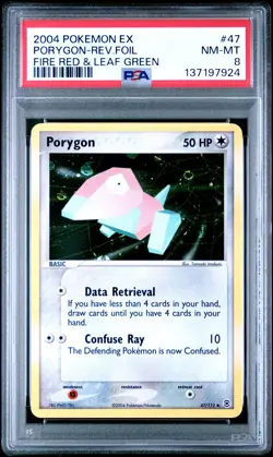 2004 POKEMON EX FIRE RED & LEAF GREEN #47 PORYGON-REVERSE FOIL PSA 8 - Image 1