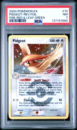 2004 POKEMON EX FIRE RED & LEAF GREEN #10 PIDGEOT-REVERSE FOIL PSA 7 - Image 1