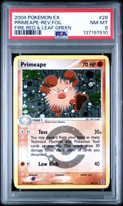 2004 POKEMON EX FIRE RED & LEAF GREEN #28 PRIMEAPE-REVERSE FOIL PSA 8 - Image 1