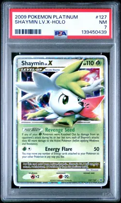 2009 POKEMON PLATINUM #127 SHAYMIN LV.X-HOLO PSA 7 - Image 1