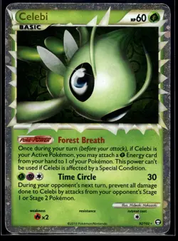 2010 Pokemon Heartgold Soulsilver Triumphant 92 Celebi Holo LP - Image 1