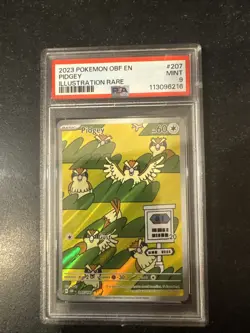 2023 Pokemon Obsidian Flames Pidgey Holo Illustration Rare PSA 9 Mint 207/197 - Image 1