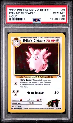 2000 POKEMON GYM HEROES HOLO #3 ERIKA'S CLEFABLE PSA 10 - Image 1