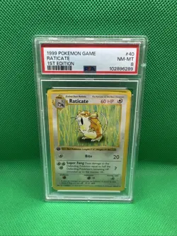 1999 Pokemon Base Set 1st Edition Raticate 040/102 PSA 8 Shadowless NM-MT - Image 1