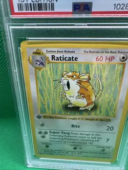 1999 Pokemon Base Set 1st Edition Raticate 040/102 PSA 8 Shadowless NM-MT - Image 2