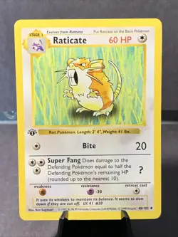 Pokemon TCG Raticate 1st Edition Base Set Shadowless #40/102 VTG WOTC 1999 - Image 1