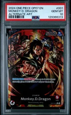 One Piece Monkey.D.Dragon Parallel OP07-001 500 Years in the Future Foil PSA 10 - Image 1