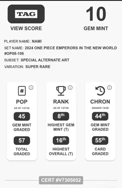 One Piece TCG | Nami | SP | OP08-106 | EMPERORS IN THE NEW WORLD | TAG 10 - Image 2