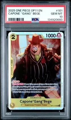 2025 One Piece OP11 EN Capone "Gang" Bege PSA 10 GEM Super Rare #101 - Image 1