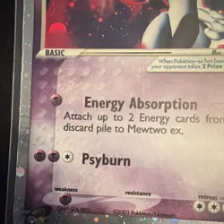 Pokemon Mewtwo ex 101/109 EX Ruby & Sapphire Holo EX 2003 TCG Card - Image 3