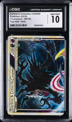 2010 POKEMON TRIUMPHANT TOP HALF DARKRAI & CRESSELIA LEGEND CGC 10 GEM MINT - Image 1