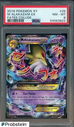 2016 Pokemon XY Fates Collide #26 M Alakazam Ex PSA 8 NM-MT - Image 1