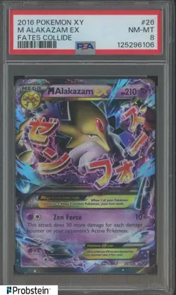 2016 Pokemon XY Fates Collide #26 M Alakazam Ex PSA 8 NM-MT - Image 1
