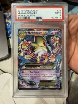 2016 POKEMON XY FATES COLLIDE M ALAKAZAM EX #26 PSA 9 MINT - Image 1