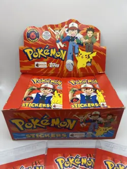 Topps Merlin Stickers Pokemon Factory Sealed Vintage 1999 1x Pack w/ FREE GIFT - Image 1