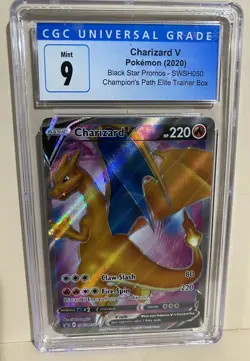 Charizard V (SWSH050) - Champion’s Path Black Star Promo - CGC 9 MINT Pokemon - Image 1