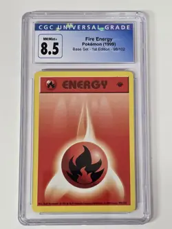 Fire Energy Base Set 1st Edition 98/102 Energy Pokemon Card CGC 8.5 - Image 1