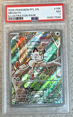 2025 POKEMON PFL EN MEOWTH ILLUSTRATION RARE #106 - PSA 7 - Image 1