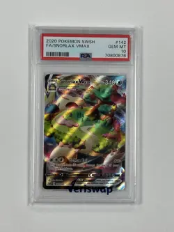 2020 POKEMON SWORD & SHIELD #142 FULL ART/SNORLAX VMAX PSA 10 - Image 1