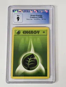 Pokemon Grass Energy 99/102 from Base Set 1st Edition in a CGC 9 - Image 1
