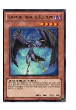 Yugioh- 1X Blackwing - Shura the Blue Flame - Rare - 1st - DP11-EN004 - MP - Image 1