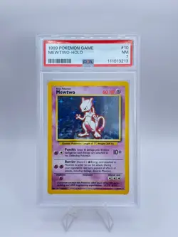 1999 Pokemon TCG Mewtwo Base Set Holo Unlimited Holo Rare Card 10/102 PSA 7 - Image 1