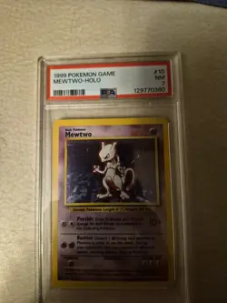 1999 Pokemon TCG Mewtwo Base Set Holo Unlimited Holo Rare Card 10/102 PSA 7 - Image 1