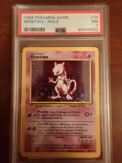 Pokemon TCG Base Set - Mewtwo Holo 10/102 PSA 7 (Near Mint) - Image 1