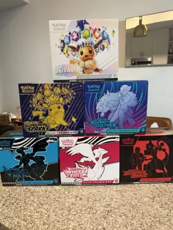 Lot Of 6 EMPTY Pokemon Elite Trainer Boxes ETBs Prismatic, Surging, Destined Etc - Image 1